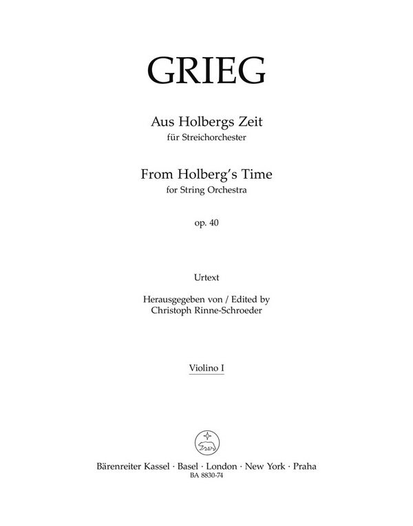 Aus Holbergs Zeit op.40&nbsp;&nbsp;für Streichorchester&nbsp;&nbsp;Violine 1