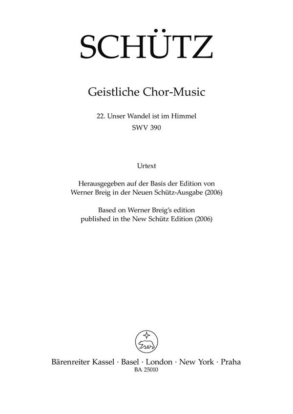 Unser Wandel ist im Himmel SWV390&nbsp;&nbsp;für gem Chor a cappella (Instrumente ad lib)&nbsp;&nbsp;Chorpartitur