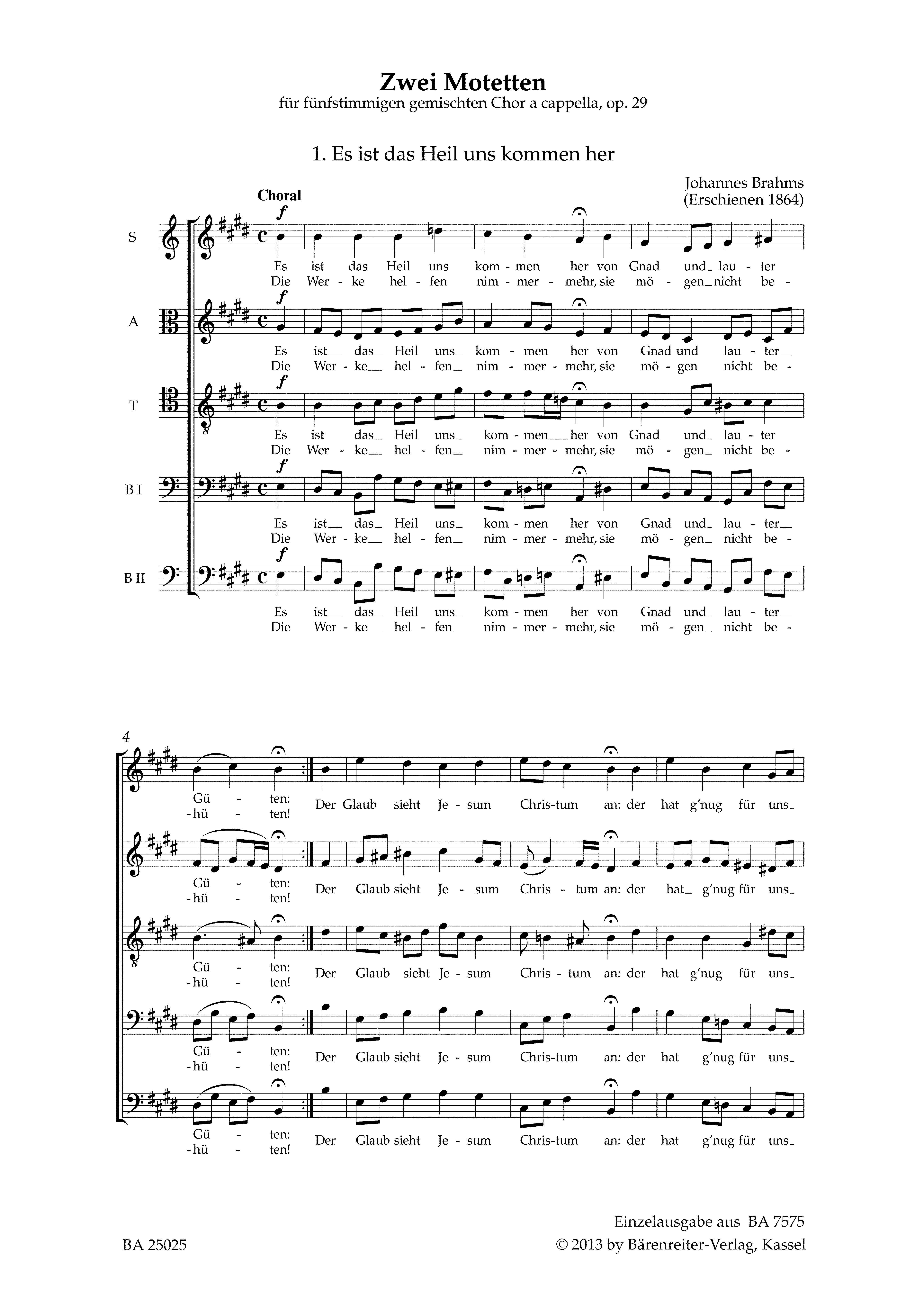 Aus dem 51ten Psalm (Schaffe in mir, Gott, ein rein Herz) op.29,2&nbsp;&nbsp;für gem Chor a cappella&nbsp;&nbsp;Chorpartitur