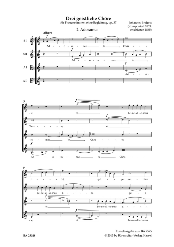 Adoramus op.37,2  für Frauenchor a cappella  Chorpartitur