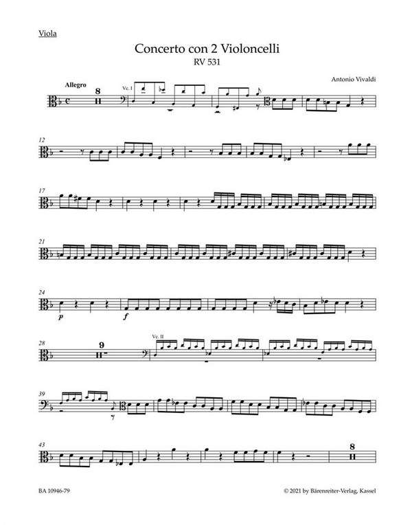 Konzert g-Moll RV531&nbsp;&nbsp;für 2 Violoncelli, Streicher und Bc&nbsp;&nbsp;Viola