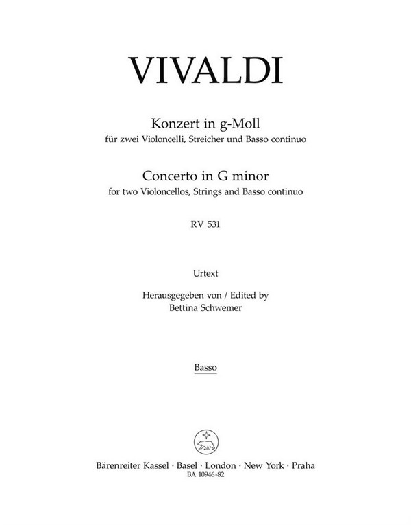 Konzert g-Moll RV531&nbsp;&nbsp;für 2 Violoncelli, Streicher und Bc&nbsp;&nbsp;Basso