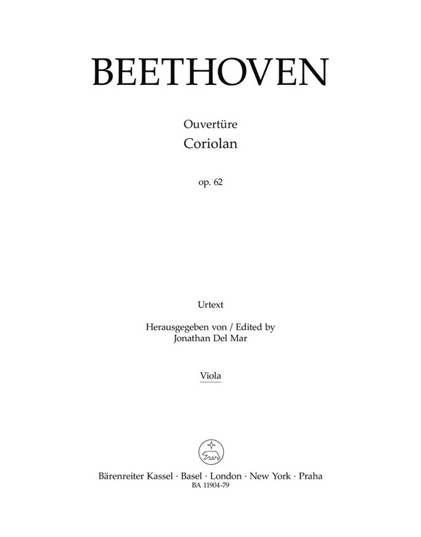 Beethoven, Ludwig van, Overture Coriolan Op.62&nbsp;&nbsp;für Orchester&nbsp;&nbsp;Viola