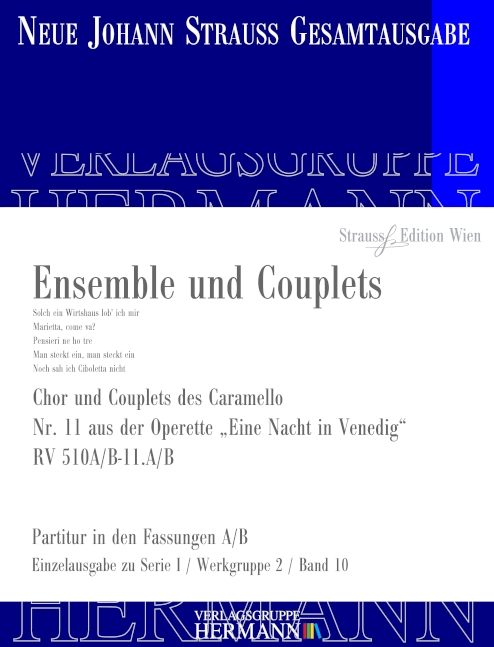Strauss (Son), Johann, Eine Nacht in Venedig - Ensemble und Couplets (N&nbsp;&nbsp;2 Tenöre, Chor und Orchester&nbsp;&nbsp;Partitur