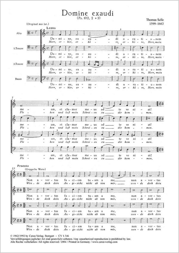 Domine exaudi (Herr, erhöre mein Flehen)&nbsp;&nbsp;Coro ATTB&nbsp;&nbsp;P