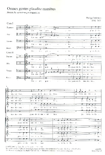 Omnes gentes plaudite manibus  für gem Chor a cappella (SSAATTBB)  Chorpartitur (la)