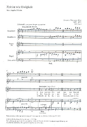 Zeit ist wie Ewigkeit&nbsp;&nbsp;für Sopran, Alt (Chor), 2 Blockflöten und Orgel (Violoncello ad lib)&nbsp;&nbsp;Partitur