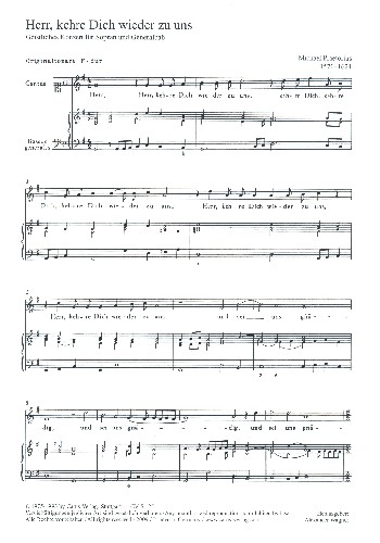 Herr, kehre dich wieder zu uns  für Sopran und Bc  Partitur