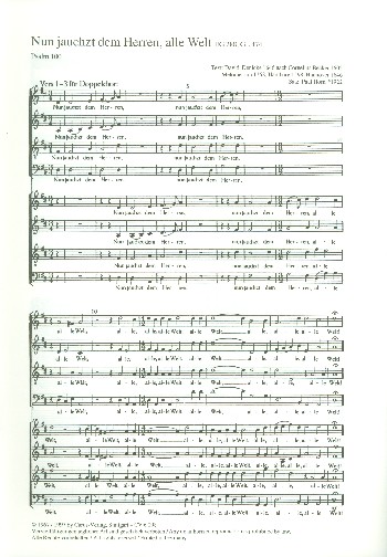 Nun jauchzt dem Herren alle Welt  für gem Chor, 2 Trompeten, 2 Posaunen und Orgel (Gemeinde ad lib)  Partitur