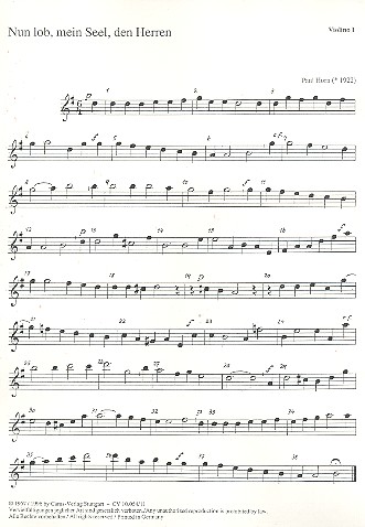 Nun lob mein Seel den Herren  für gem Chor und Instrumente  Violine 1