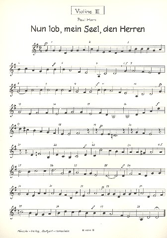 Nun lob mein Seel den Herren  für gem Chor und Instrumente  Violine 3