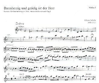 Barmherzig und gnädig ist der Herr  für gem Chor, Streicher und Orgel  Violine 1