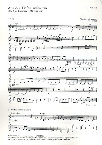 Aus der Tiefen rufen wir  für Soli, gem Chor und Orchester  Violine 1