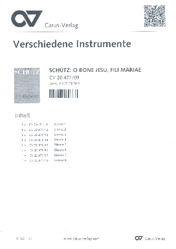 O bone Jesu fili Mariae&nbsp;&nbsp;für Tenor, Favoritchor und instrumente&nbsp;&nbsp;Harmoniestimmen
