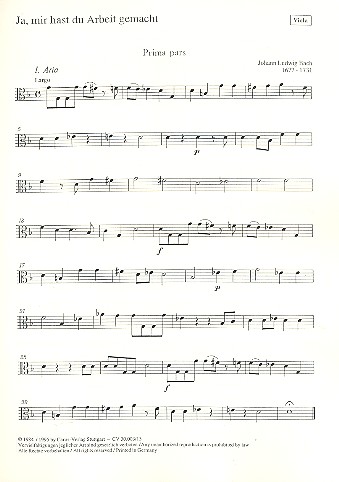 Ja mir hast du Arbeit gemacht  für Soli, gem Chor und Instrumente  Viola