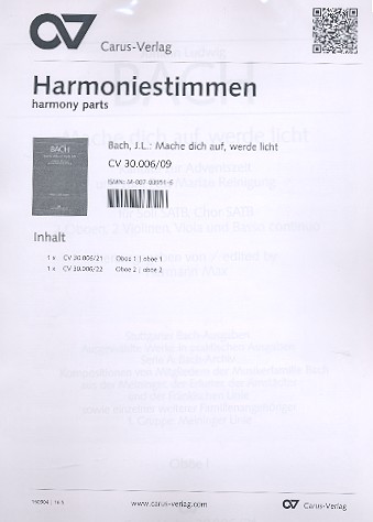 Mache dich auf werde licht  für Soli, gem Chor und Instrumente  Harmoniestimmen