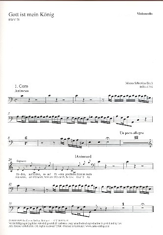 Gott ist mein König&nbsp;&nbsp;Kantate Nr.71 BWV71&nbsp;&nbsp;Violoncello