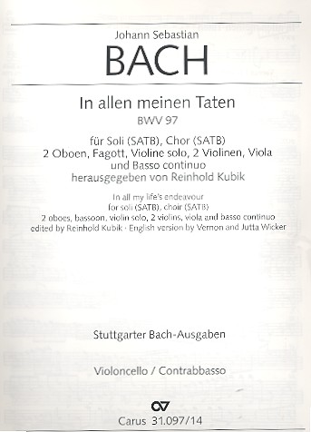 In allen meinen Taten&nbsp;&nbsp;Kantate Nr.97 BWV97&nbsp;&nbsp;Cello / Bass