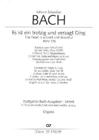 Es ist ein trotzig und verzagt Ding&nbsp;&nbsp;Kantate Nr.176 BWV176&nbsp;&nbsp;Orgel/Generalbass