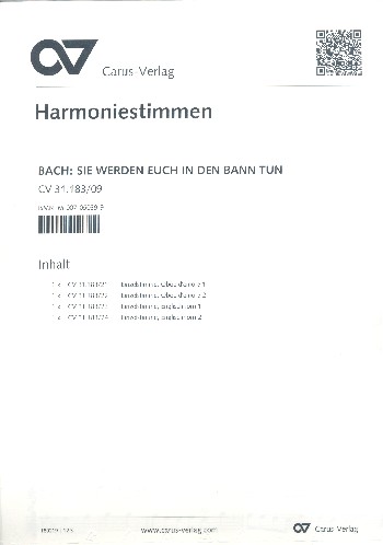 Sie werden euch in den Bann tun&nbsp;&nbsp;Kantate Nr.183 BWV183&nbsp;&nbsp;Harmoniestimmen