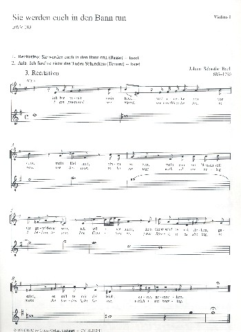 Sie werden euch in den Bann tun&nbsp;&nbsp;Kantate Nr.183 BWV183&nbsp;&nbsp;Violine 1
