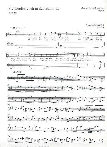 Sie werden euch in den Bann tun&nbsp;&nbsp;Kantate Nr.183 BWV183&nbsp;&nbsp;Violoncello/Kontrabass/Fagott