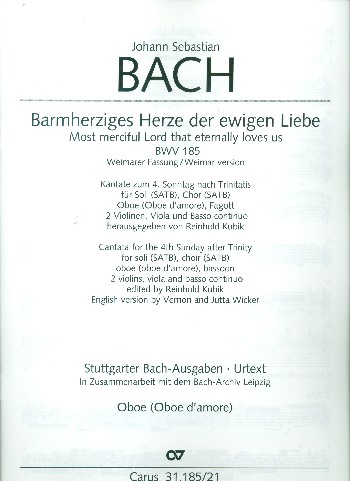 Barmherziges Herze der ewigen Liebe (Weimarer Fassung)&nbsp;&nbsp;Kantate Nr.185 BWV185&nbsp;&nbsp;Harmoniestimmen