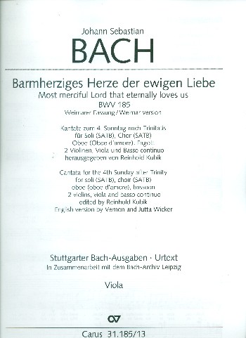 Barmherziges Herze der ewigen Liebe (Weimarer Fassung)&nbsp;&nbsp;Kantate Nr.185 BWV185&nbsp;&nbsp;Viola