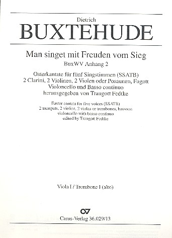 Man singet mit Freuden vom Sieg&nbsp;&nbsp;für gem Chor und Instrumente&nbsp;&nbsp;Viola 1 (Altposaune)
