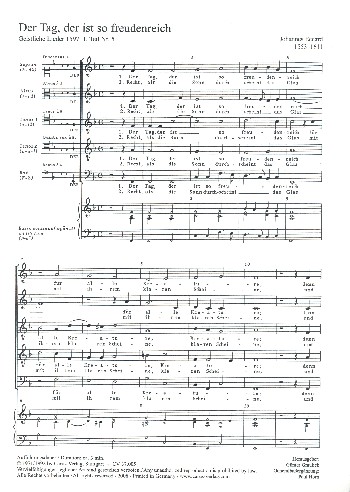 Der Tag der ist so freudenreich  für gem Chor a cappella (Bc ad lib)  Partitur