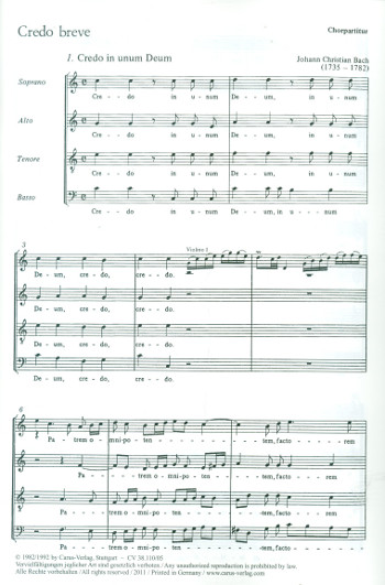 Credo breve  für gem Chor und Orchester  Chorpartitur