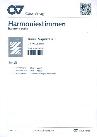 Magnificat in D für Soli, gem Chor&nbsp;&nbsp;und Orchester&nbsp;&nbsp;Harmoniestimmen
