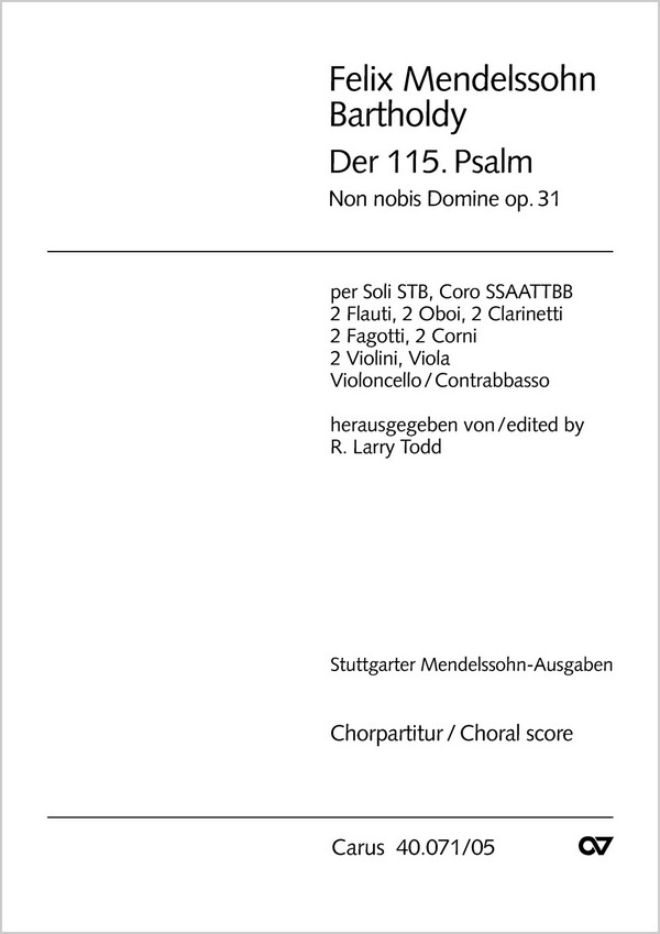 Psalm 115 op.31&nbsp;&nbsp;für Soli, gem Chor und Orchester&nbsp;&nbsp;Chorpartitur