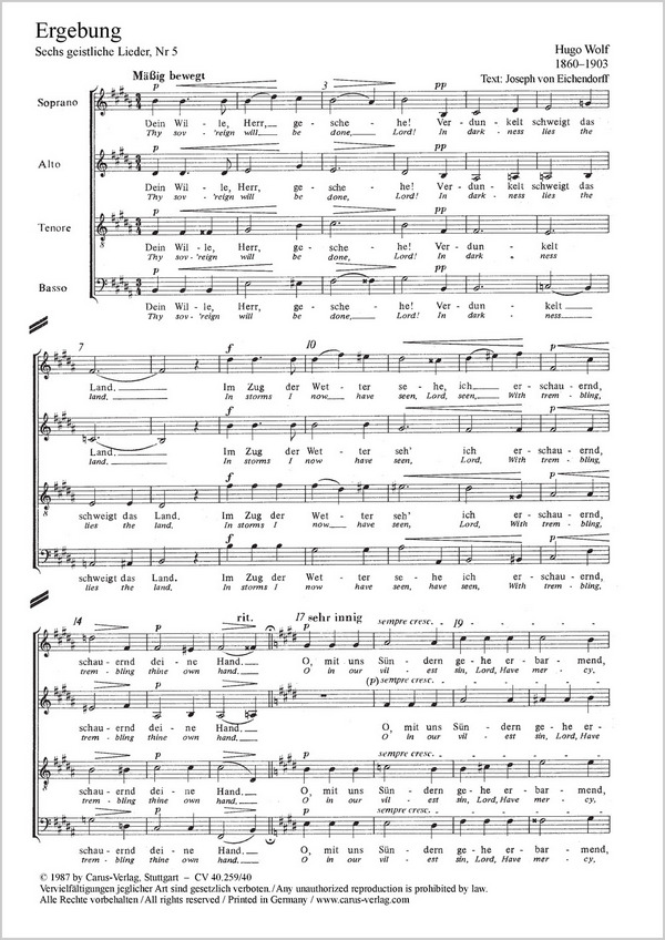 Ergebung&nbsp;&nbsp;Coro SATB&nbsp;&nbsp;P