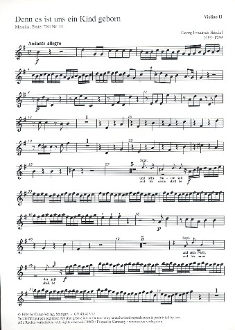Denn es ist uns ein Kind geboren (Version 1)&nbsp;&nbsp;für gem Chor und Orchester&nbsp;&nbsp;Violine 2