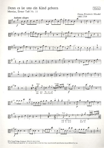 Denn es ist uns ein Kind geboren (Version 1 )&nbsp;&nbsp;für gem Chor und Orchester&nbsp;&nbsp;Viola