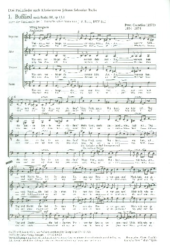 3 Psalmlieder op.13 nach Klaviersätzen von J.S. Bach  für gem Chor a cappella  Partitur