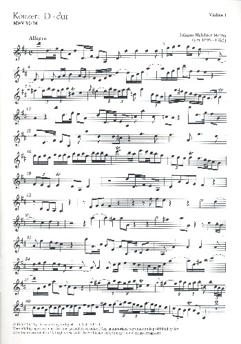 Konzert D-Dur für Klarinette und&nbsp;&nbsp;Streichorchester und Cembalo&nbsp;&nbsp;Violine 1