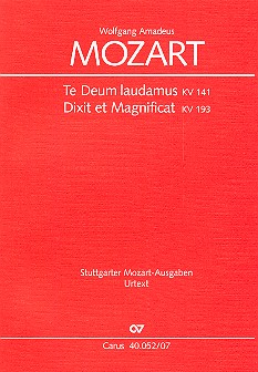 Dixit et Magnificat KV193  und  Te Deum KV141&nbsp;&nbsp;für gem Chor und Orchester&nbsp;&nbsp;Studienpartitur