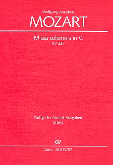 Missa solemnis C-Dur KV337 für&nbsp;&nbsp;Soli (SATB), Chor und Orchester&nbsp;&nbsp;Studienpartitur