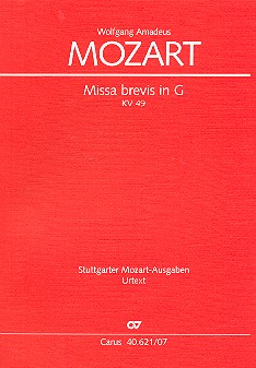 Missa brevis in G&nbsp;&nbsp;für Soli SATB, Coro SATB, 2 Vl, Va, Bc, [3 Trb]&nbsp;&nbsp;ST