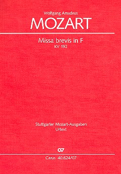 Missa brevis in F KV192 für&nbsp;&nbsp;Soli SATB, Coro SATB, 2 Vl, Bc, [2 Ctr, 3Trb]&nbsp;&nbsp;Studienpartitur