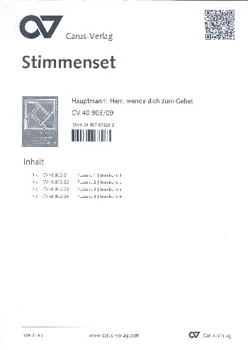 Herr Herr wende dich zum Gebet  für Soli, gem Chor, 4 Posaunen und Orgel  Stimmensatz Posaunen