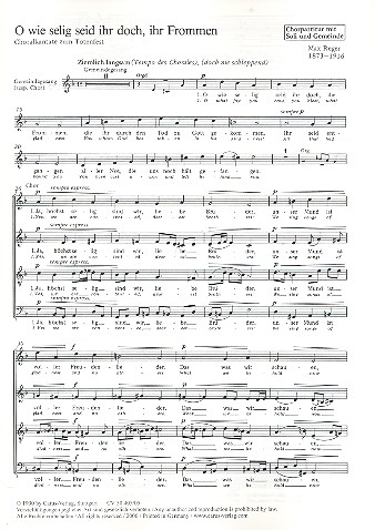 O wie selig seid ihr doch ihr Frommen&nbsp;&nbsp;für Soli, gem Chor und Orchester (Gemeinde ad lib)&nbsp;&nbsp;Chorpartitur