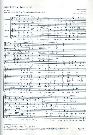 Machet die Tore weit für gem Chor a cappella&nbsp;&nbsp;Partitur&nbsp;&nbsp;