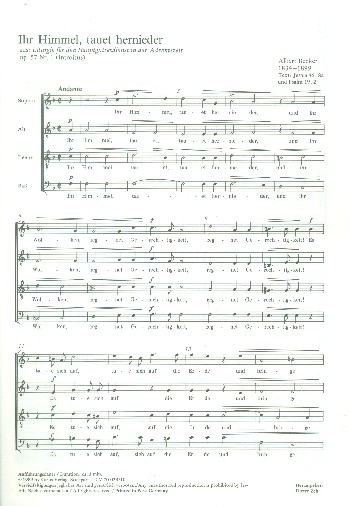 Ihr Himmel tauet hernieder op.57,1&nbsp;&nbsp;für gem Chor a cappella&nbsp;&nbsp;Partitur