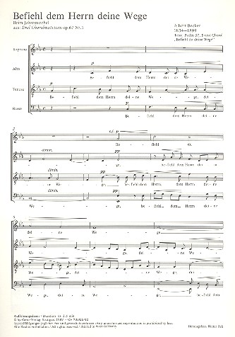 Befiehl dem Herrn deine Wege&nbsp;&nbsp;für gem Chor a cappella&nbsp;&nbsp;Partitur