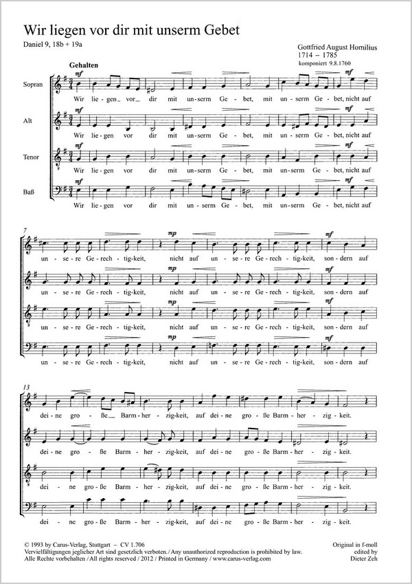 Wir liegen für dir mit unserm Gebet  Coro SATB  P