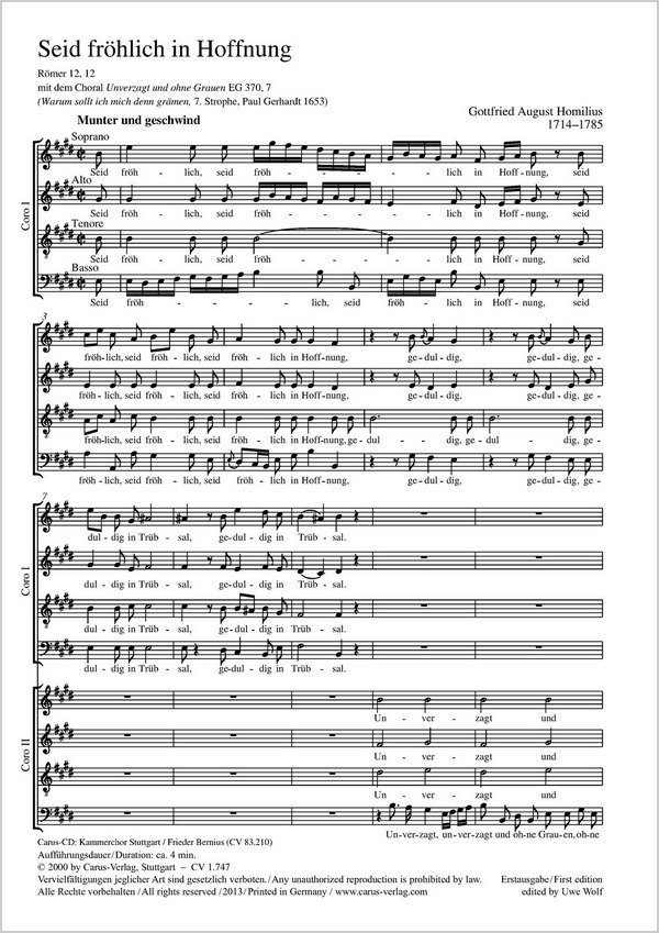 Seid fröhlich in Hoffnung  für gem Chor a cappella  Partitur