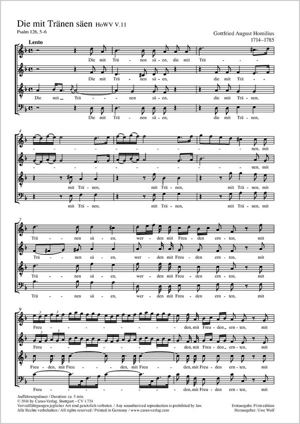 Die mit Tränen säen  für gem Chor a cappella  Partitur